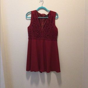 Lulus Red Lace V-Neck Dress